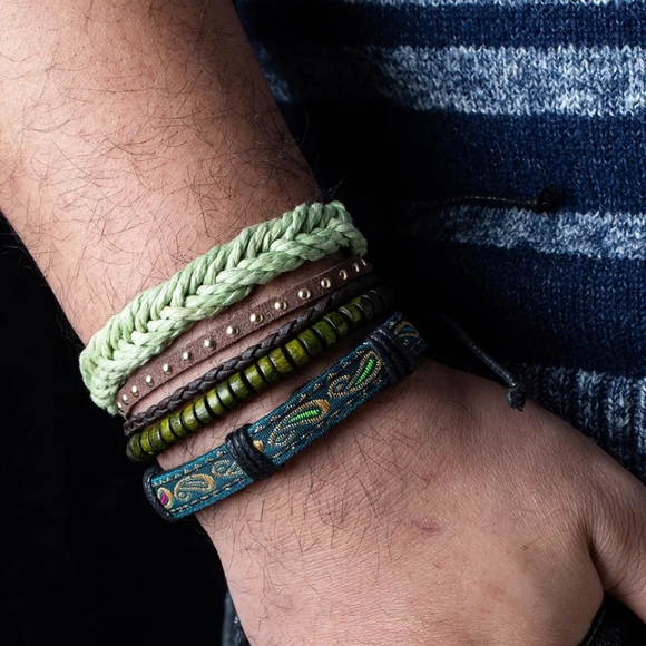 Inglenook Boutique Other - Men's Green Paisley Print Bracelet Set